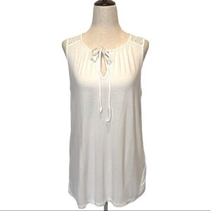 Banana Republic White Crochet Front Sleeveless Tie Neck‎ Top Size S